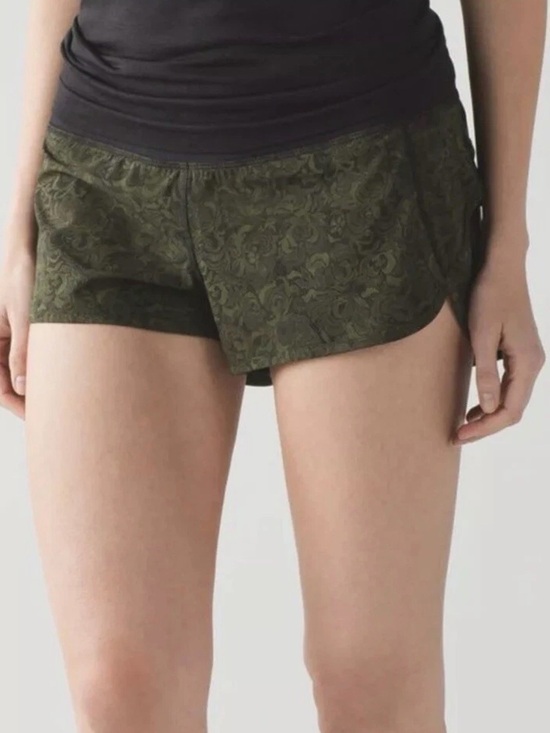 lululemon athletica Pants - Lululemon Speed Short Run Mini Pencil Lace Brave Olive Black Floral Camo 6